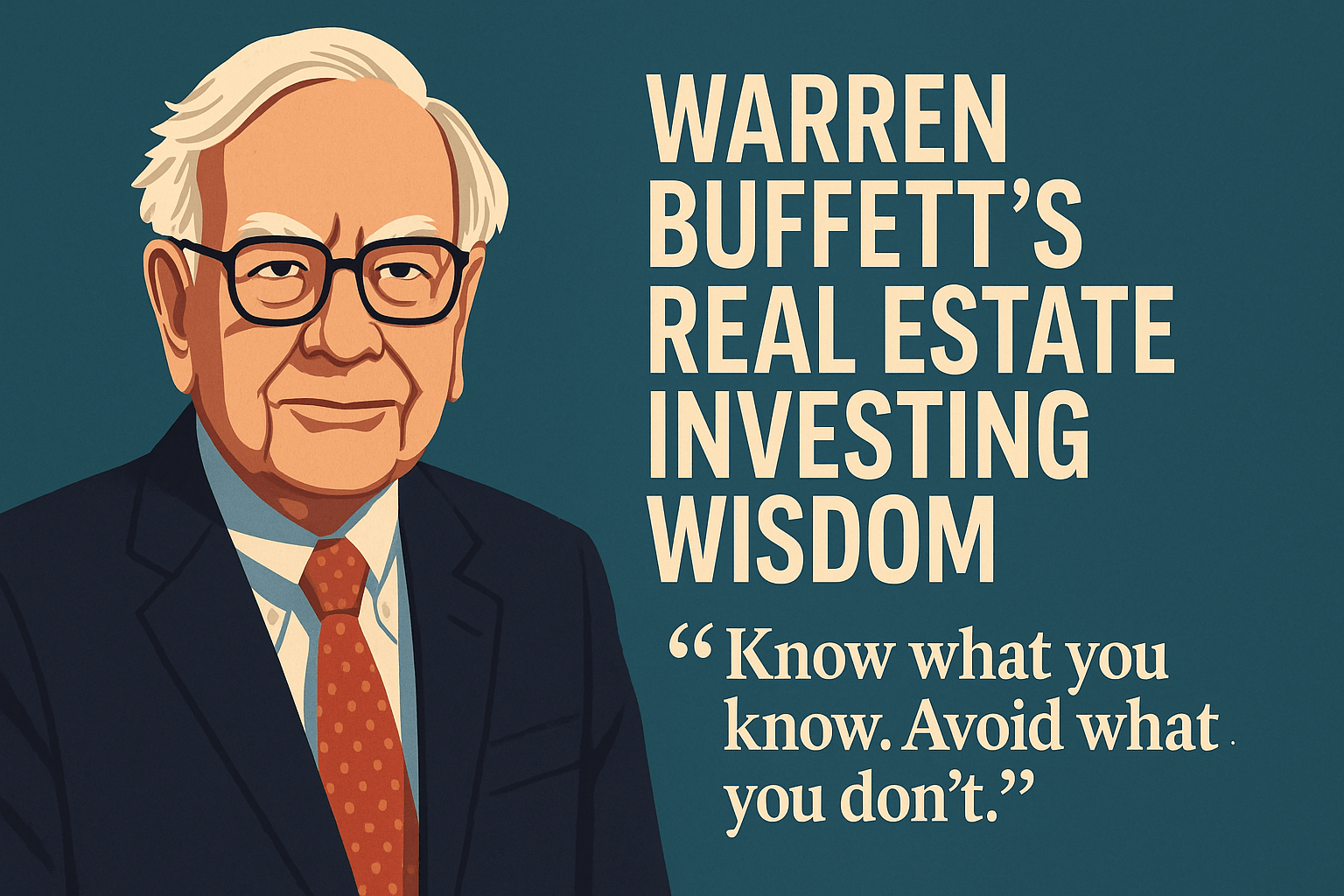 Warren Buffett illustration with investing quote
